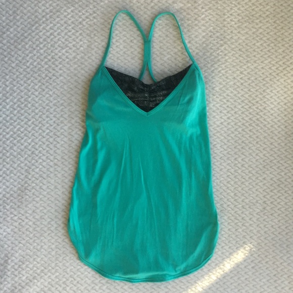lululemon athletica Tops - Lululemon Teal Green Roll Out Tank w/ Built-in Bra